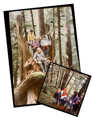 A family spends time in and around the Aloha Trout logging project.